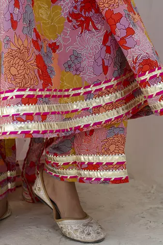 Multicolor cotton printed anarkali