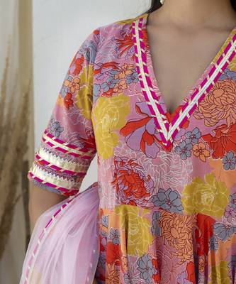 Multicolor cotton printed anarkali 4