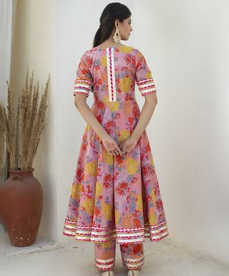 Multicolor cotton printed anarkali 5