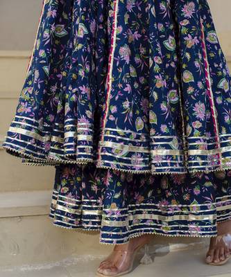 Blue cotton printed anarkali 4