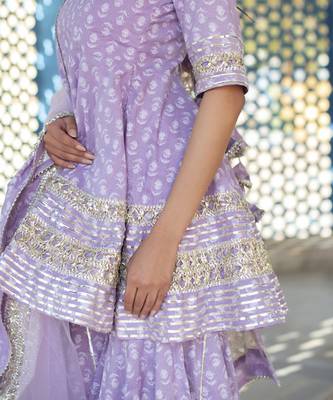 Lilac cotton printed kurta set 3