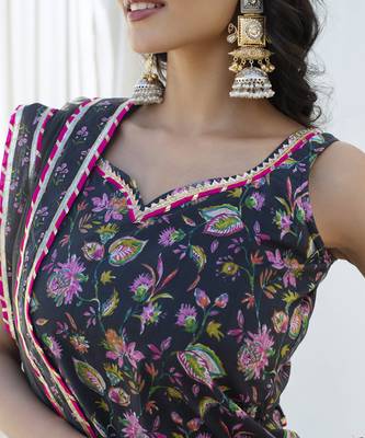 Blue cotton printed kurta set 2