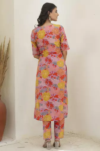 Multicolor cotton printed kurta set