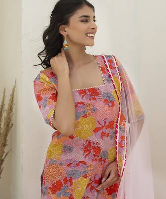 Multicolor cotton printed kurta set 3