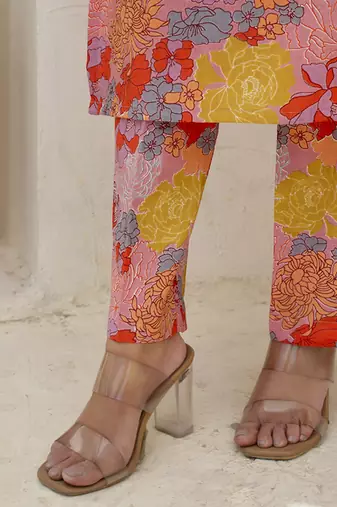 Multicolor cotton printed kurta set