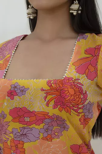 Multicolor cotton printed kurta set