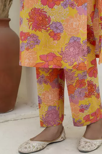 Multicolor cotton printed kurta set