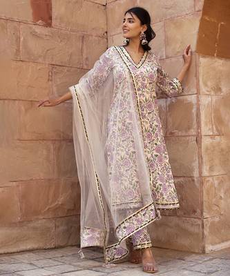 Multicolor cotton printed kurta set 1