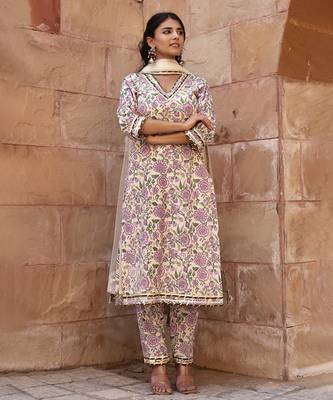 Multicolor cotton printed kurta set 2
