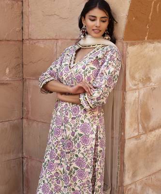 Multicolor cotton printed kurta set 3