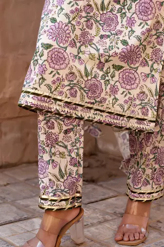 Multicolor cotton printed kurta set