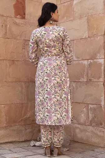 Multicolor cotton printed kurta set