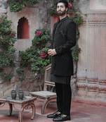 Blue embroidered  jacket with kurta and pant