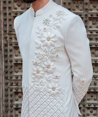 White embroidered jute open jackets 4