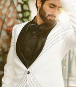 White embroidered crepe tuxedo