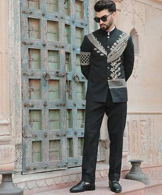 Black embroidered jute bandhgala 2