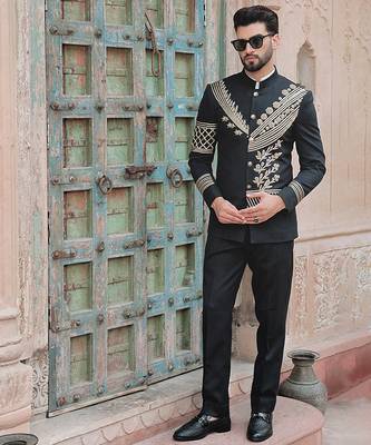 Black embroidered jute bandhgala 5