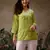 Hand embroidered green muslin lucknowi chikankari short kurti