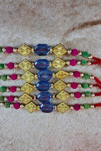 Multi beads cotton adjustable rakhi