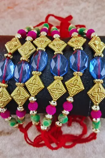 Multi beads cotton adjustable rakhi