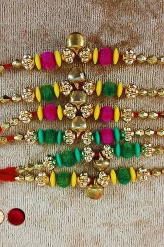 Multi beads cotton adjustable rakhi