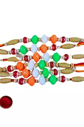 Multi beads cotton adjustable rakhi