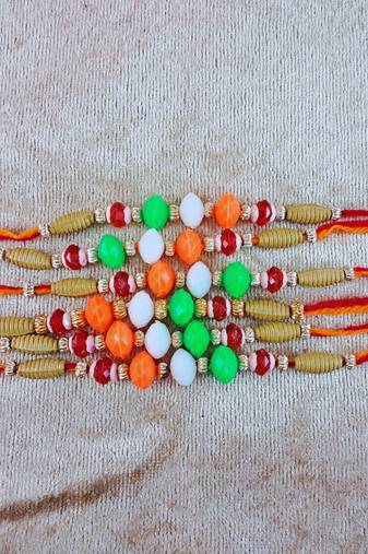 Multi beads cotton adjustable rakhi