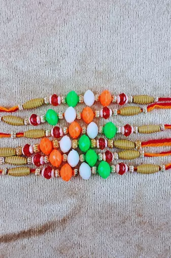 Multi beads cotton adjustable rakhi