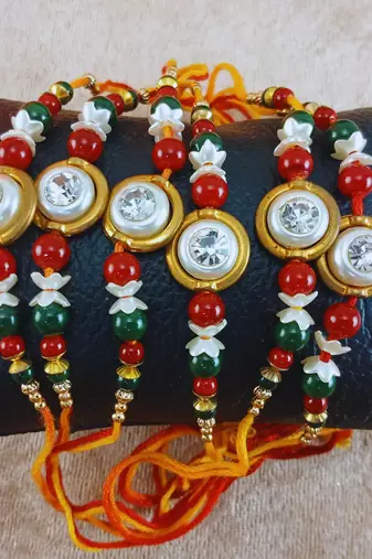 Multi beads cotton adjustable rakhi