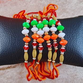 Multi beads cotton adjustable rakhi 3