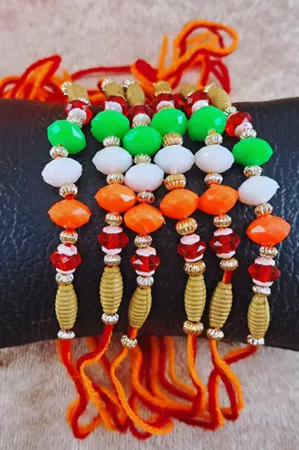 Multi beads cotton adjustable rakhi