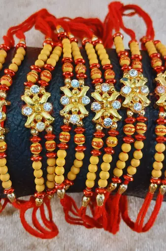 Multi beads cotton adjustable rakhi