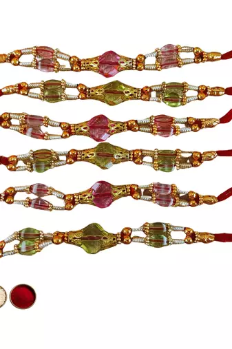 Multi beads cotton adjustable rakhi