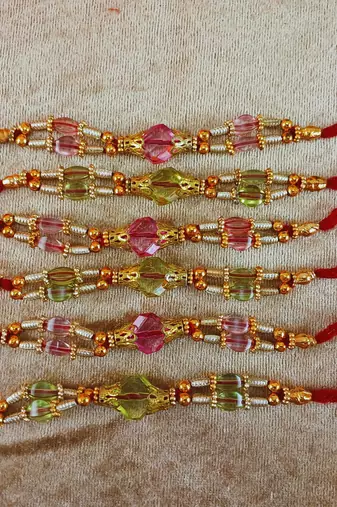 Multi beads cotton adjustable rakhi