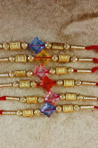 Multi beads cotton adjustable rakhi