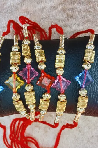 Multi beads cotton adjustable rakhi
