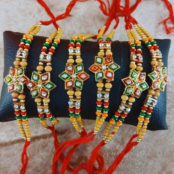 Multi beads cotton adjustable rakhi 3