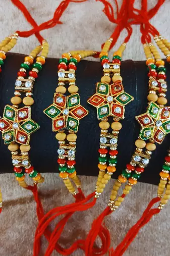 Multi beads cotton adjustable rakhi