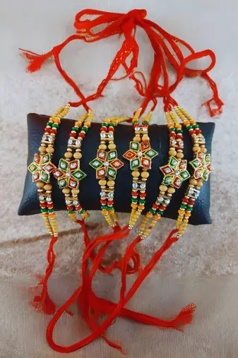 Multi beads cotton adjustable rakhi