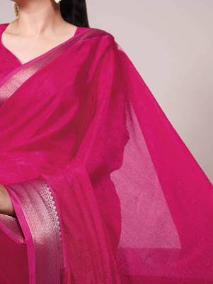 Charm Chinon Self-Printed Saree with Intricate Zari Work 3