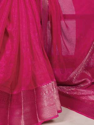 Charm Chinon Self-Printed Saree with Intricate Zari Work 4