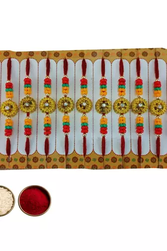 Multi beads cotton adjustable rakhi