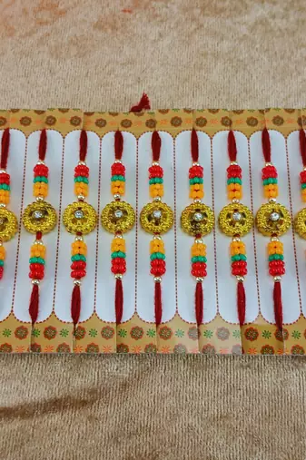 Multi beads cotton adjustable rakhi