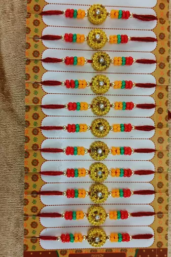 Multi beads cotton adjustable rakhi