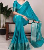 Timeless Charm Chinon Self-Printed Saree with Intricate Zari Work