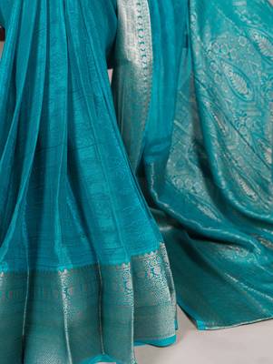 Timeless Charm Chinon Self-Printed Saree with Intricate Zari Work 4