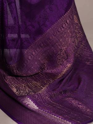 Timeless Charm Chinon Self-Printed Saree with Intricate Zari Work 5