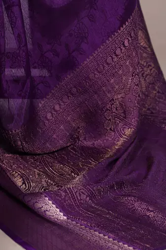 Timeless Charm Chinon Self-Printed Saree with Intricate Zari Work