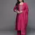 pink embroidery viscose straight kurta set with dupatta