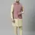 Khaki kurta pyjama with pink linen nehru jacket